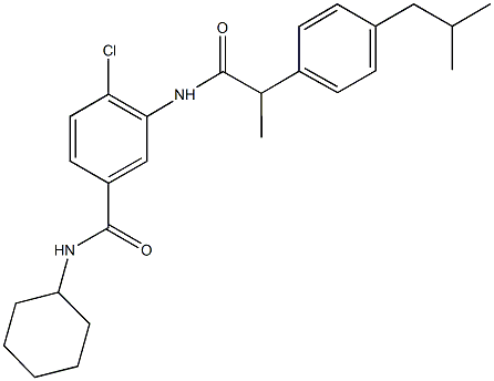 4-chloro-N-cyclohexyl-3-{[2-(4-isobutylphenyl)propanoyl]amino}benzamide Struktur