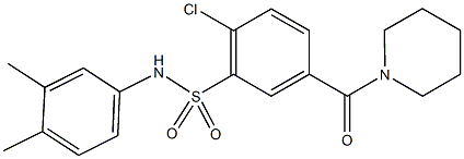 2-chloro-N-(3,4-dimethylphenyl)-5-(1-piperidinylcarbonyl)benzenesulfonamide Struktur