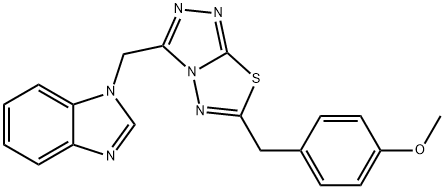 4-{[3-(1H-benzimidazol-1-ylmethyl)[1,2,4]triazolo[3,4-b][1,3,4]thiadiazol-6-yl]methyl}phenyl methyl ether Struktur