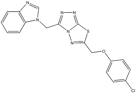 [3-(1H-benzimidazol-1-ylmethyl)[1,2,4]triazolo[3,4-b][1,3,4]thiadiazol-6-yl]methyl 4-chlorophenyl ether Struktur