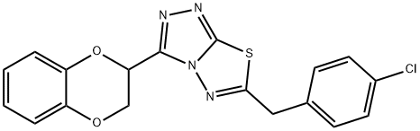 6-(4-chlorobenzyl)-3-(2,3-dihydro-1,4-benzodioxin-2-yl)[1,2,4]triazolo[3,4-b][1,3,4]thiadiazole Struktur