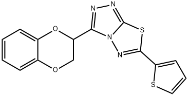 3-(2,3-dihydro-1,4-benzodioxin-2-yl)-6-(2-thienyl)[1,2,4]triazolo[3,4-b][1,3,4]thiadiazole Struktur