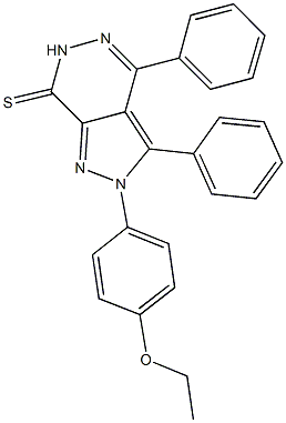 2-(4-ethoxyphenyl)-3,4-diphenyl-2,6-dihydro-7H-pyrazolo[3,4-d]pyridazine-7-thione Struktur