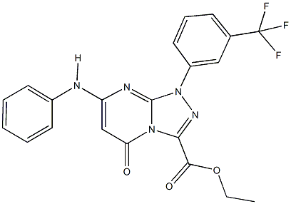 ethyl 7-anilino-5-oxo-1-[3-(trifluoromethyl)phenyl]-1,5-dihydro[1,2,4]triazolo[4,3-a]pyrimidine-3-carboxylate Struktur