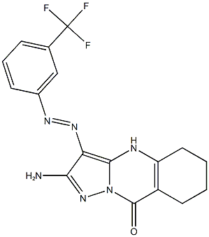 2-amino-3-{[3-(trifluoromethyl)phenyl]diazenyl}-5,6,7,8-tetrahydropyrazolo[5,1-b]quinazolin-9(4H)-one Struktur