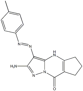 2-amino-3-[(4-methylphenyl)diazenyl]-4,5,6,7-tetrahydro-8H-cyclopenta[d]pyrazolo[1,5-a]pyrimidin-8-one Struktur