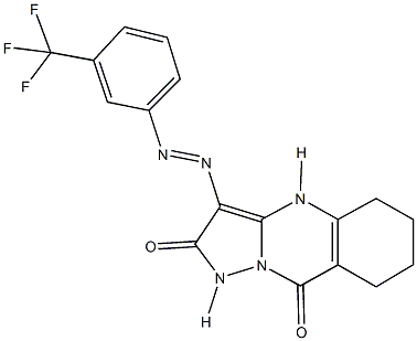 3-{[3-(trifluoromethyl)phenyl]diazenyl}-5,6,7,8-tetrahydropyrazolo[5,1-b]quinazoline-2,9(1H,4H)-dione Struktur