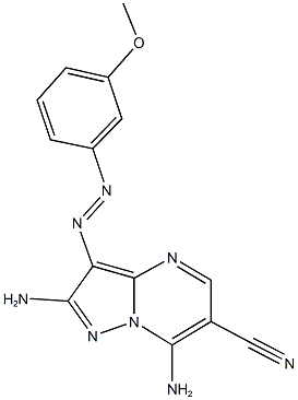 2,7-diamino-3-[(3-methoxyphenyl)diazenyl]pyrazolo[1,5-a]pyrimidine-6-carbonitrile Struktur