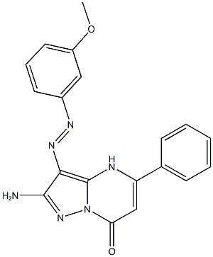 2-amino-3-[(3-methoxyphenyl)diazenyl]-5-phenylpyrazolo[1,5-a]pyrimidin-7(4H)-one Struktur