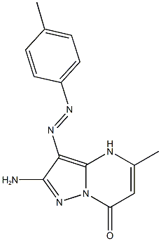 2-amino-5-methyl-3-[(4-methylphenyl)diazenyl]pyrazolo[1,5-a]pyrimidin-7(4H)-one Struktur