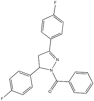 1-benzoyl-3,5-bis(4-fluorophenyl)-4,5-dihydro-1H-pyrazole Struktur