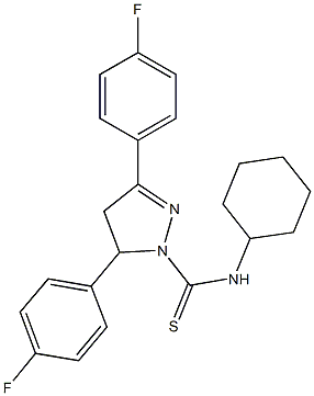 N-cyclohexyl-3,5-bis(4-fluorophenyl)-4,5-dihydro-1H-pyrazole-1-carbothioamide Struktur