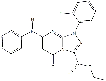 ethyl 7-anilino-1-(2-fluorophenyl)-5-oxo-1,5-dihydro[1,2,4]triazolo[4,3-a]pyrimidine-3-carboxylate Struktur