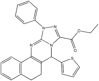 ethyl 11-phenyl-7-(2-thienyl)-5,6,7,11-tetrahydrobenzo[h][1,2,4]triazolo[3,4-b]quinazoline-9-carboxylate Struktur