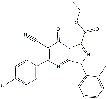 ethyl 7-(4-chlorophenyl)-6-cyano-1-(2-methylphenyl)-5-oxo-1,5-dihydro[1,2,4]triazolo[4,3-a]pyrimidine-3-carboxylate Struktur