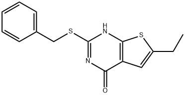 2-(benzylsulfanyl)-6-ethylthieno[2,3-d]pyrimidin-4(3H)-one Struktur