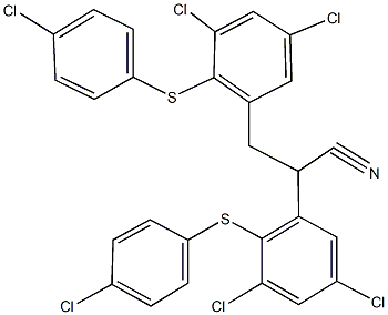 2,3-bis{3,5-dichloro-2-[(4-chlorophenyl)sulfanyl]phenyl}propanenitrile Struktur