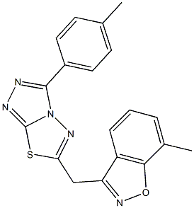 7-methyl-3-{[3-(4-methylphenyl)[1,2,4]triazolo[3,4-b][1,3,4]thiadiazol-6-yl]methyl}-1,2-benzisoxazole Struktur