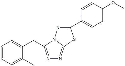 methyl 4-[3-(2-methylbenzyl)[1,2,4]triazolo[3,4-b][1,3,4]thiadiazol-6-yl]phenyl ether Struktur