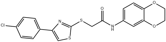 2-{[4-(4-chlorophenyl)-1,3-thiazol-2-yl]sulfanyl}-N-(2,3-dihydro-1,4-benzodioxin-6-yl)acetamide Struktur