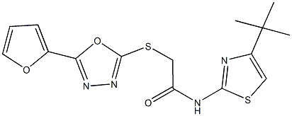 N-(4-tert-butyl-1,3-thiazol-2-yl)-2-{[5-(2-furyl)-1,3,4-oxadiazol-2-yl]sulfanyl}acetamide Struktur