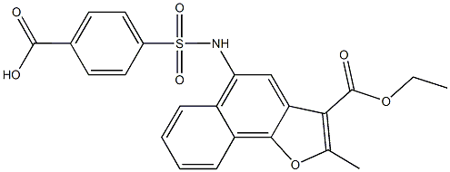 4-({[3-(ethoxycarbonyl)-2-methylnaphtho[1,2-b]furan-5-yl]amino}sulfonyl)benzoic acid Struktur