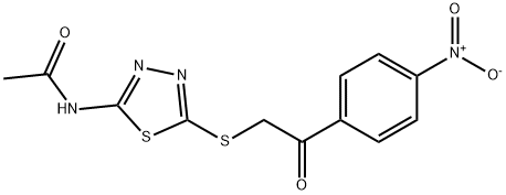 N-{5-[(2-{4-nitrophenyl}-2-oxoethyl)sulfanyl]-1,3,4-thiadiazol-2-yl}acetamide Struktur