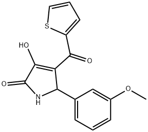 3-hydroxy-5-(3-methoxyphenyl)-4-(2-thienylcarbonyl)-1,5-dihydro-2H-pyrrol-2-one Struktur