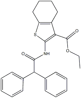 ethyl 2-[(diphenylacetyl)amino]-4,5,6,7-tetrahydro-1-benzothiophene-3-carboxylate Struktur