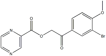 2-(3-bromo-4-methoxyphenyl)-2-oxoethyl 2-pyrazinecarboxylate Struktur