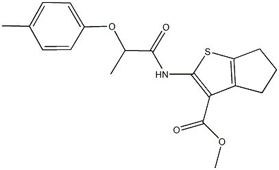 methyl 2-{[2-(4-methylphenoxy)propanoyl]amino}-5,6-dihydro-4H-cyclopenta[b]thiophene-3-carboxylate Struktur