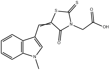 {5-[(1-methyl-1H-indol-3-yl)methylene]-4-oxo-2-thioxo-1,3-thiazolidin-3-yl}acetic acid Struktur