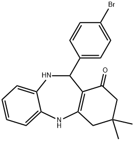 11-(4-bromophenyl)-3,3-dimethyl-2,3,4,5,10,11-hexahydro-1H-dibenzo[b,e][1,4]diazepin-1-one Struktur