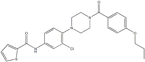 N-{3-chloro-4-[4-(4-propoxybenzoyl)-1-piperazinyl]phenyl}-2-thiophenecarboxamide Struktur