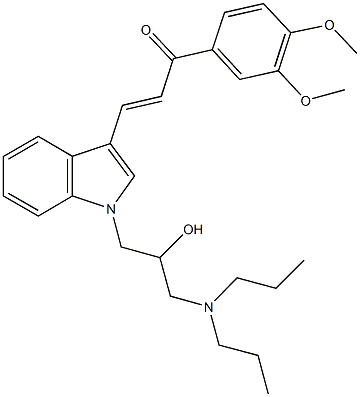 1-(3,4-dimethoxyphenyl)-3-{1-[3-(dipropylamino)-2-hydroxypropyl]-1H-indol-3-yl}-2-propen-1-one Struktur