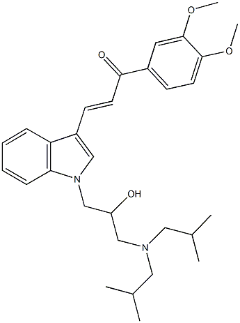 3-{1-[3-(diisobutylamino)-2-hydroxypropyl]-1H-indol-3-yl}-1-(3,4-dimethoxyphenyl)-2-propen-1-one Struktur