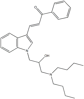 3-{1-[3-(dibutylamino)-2-hydroxypropyl]-1H-indol-3-yl}-1-phenyl-2-propen-1-one Struktur