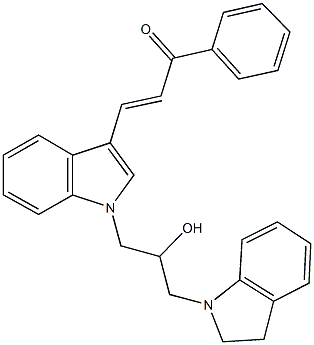 3-{1-[3-(2,3-dihydro-1H-indol-1-yl)-2-hydroxypropyl]-1H-indol-3-yl}-1-phenyl-2-propen-1-one Struktur