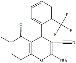 methyl 6-amino-5-cyano-2-ethyl-4-[2-(trifluoromethyl)phenyl]-4H-pyran-3-carboxylate Struktur