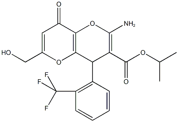 isopropyl 2-amino-6-(hydroxymethyl)-8-oxo-4-[2-(trifluoromethyl)phenyl]-4,8-dihydropyrano[3,2-b]pyran-3-carboxylate Struktur