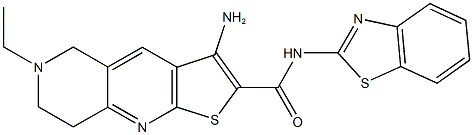 3-amino-N-(1,3-benzothiazol-2-yl)-6-ethyl-5,6,7,8-tetrahydrothieno[2,3-b][1,6]naphthyridine-2-carboxamide Struktur