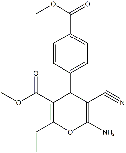 methyl 6-amino-5-cyano-2-ethyl-4-[4-(methoxycarbonyl)phenyl]-4H-pyran-3-carboxylate Struktur