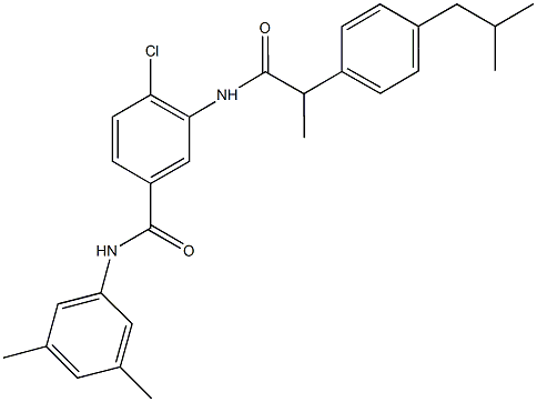 4-chloro-N-(3,5-dimethylphenyl)-3-{[2-(4-isobutylphenyl)propanoyl]amino}benzamide Struktur