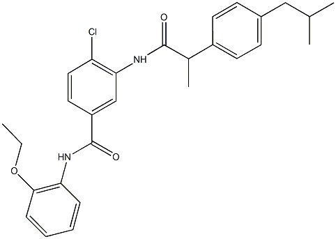 4-chloro-N-(2-ethoxyphenyl)-3-{[2-(4-isobutylphenyl)propanoyl]amino}benzamide Struktur