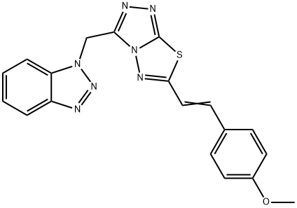 4-{2-[3-(1H-1,2,3-benzotriazol-1-ylmethyl)[1,2,4]triazolo[3,4-b][1,3,4]thiadiazol-6-yl]vinyl}phenyl methyl ether Struktur