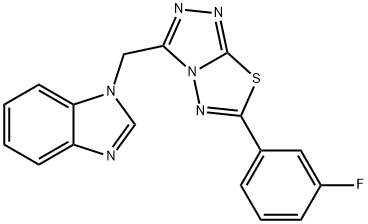 1-{[6-(3-fluorophenyl)[1,2,4]triazolo[3,4-b][1,3,4]thiadiazol-3-yl]methyl}-1H-benzimidazole Struktur