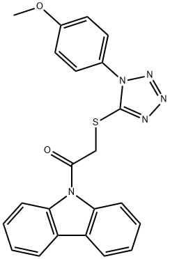 4-(5-{[2-(9H-carbazol-9-yl)-2-oxoethyl]sulfanyl}-1H-tetraazol-1-yl)phenyl methyl ether Struktur