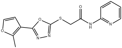 2-{[5-(2-methyl-3-furyl)-1,3,4-oxadiazol-2-yl]sulfanyl}-N-(2-pyridinyl)acetamide Struktur