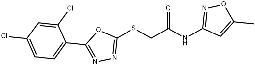 2-{[5-(2,4-dichlorophenyl)-1,3,4-oxadiazol-2-yl]sulfanyl}-N-(5-methyl-3-isoxazolyl)acetamide Struktur