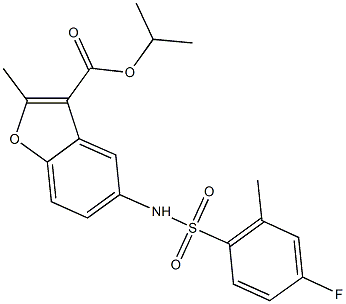 isopropyl 5-{[(4-fluoro-2-methylphenyl)sulfonyl]amino}-2-methyl-1-benzofuran-3-carboxylate Struktur